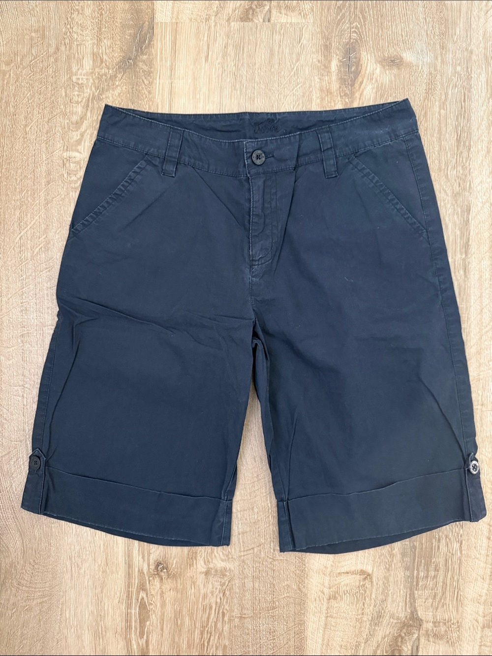 Justice Girls Navy Bermuda Shorts with Cuffed Hem